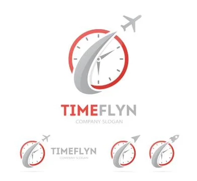 Vector of rocket and clock logo combination. Airplane and timer symbol or icon Stock Illustration