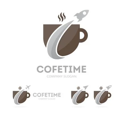Vector of rocket and coffee logo combination. Airplane and coffeehouse symbol or Stock Illustration