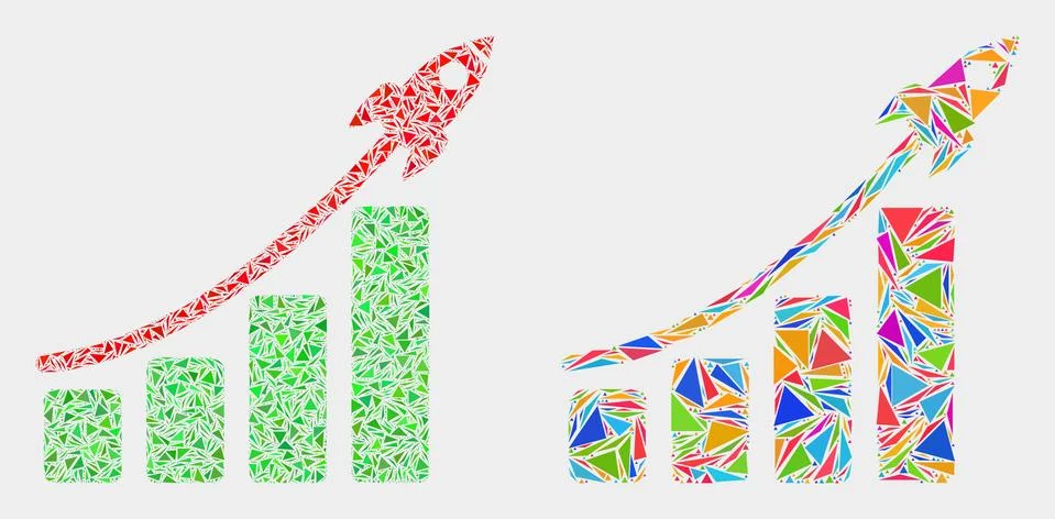 Vector Rocket Bar Chart Mosaic Icon of Triangles イラスト素材