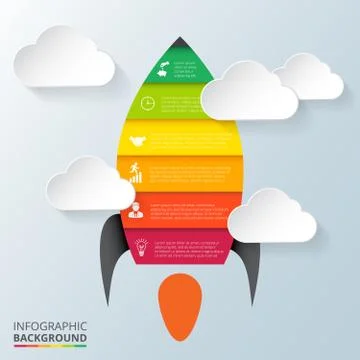 Vector rocket element for infographic. Stock Illustration