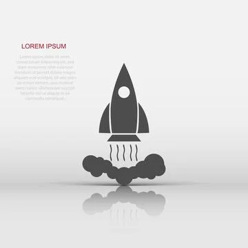 Vector rocket icon in flat style. Startup launch sign illustration pictogra.. Stock Illustration