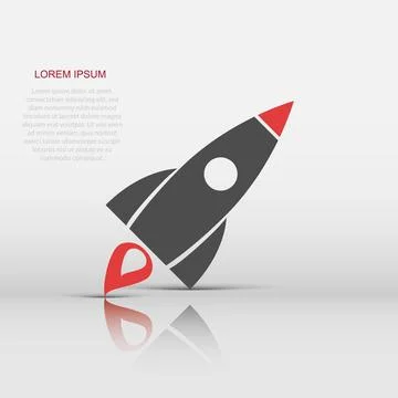 Vector rocket icon in flat style. Startup launch sign illustration pictogra.. Stock Illustration
