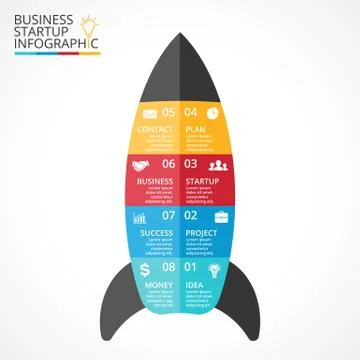 Vector rocket infographic, diagram chart, graph presentation. Business startup Stock Illustration