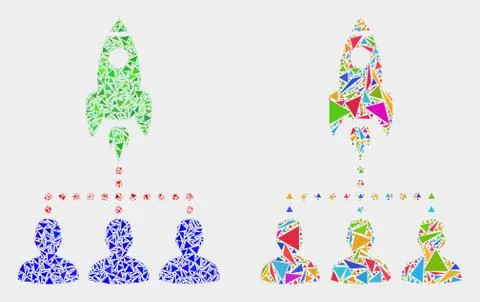 Vector Rocket Startup Group Mosaic Icon of Triangle Elements Stock Illustration