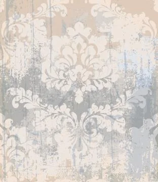 Vector rococo pattern texture. Damask ornament grunge background. Vintage roy Stock Illustration