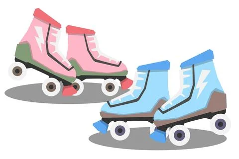 Vector roller skates for a boy and a girl, vector graphics, on a white back.. Stock Illustration