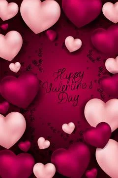 Vector. Romantic design for Valentine's Day. Realistic 3d purple gel balloons. Stock Illustration
