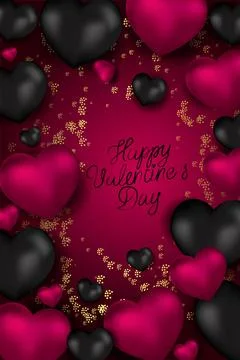 Vector. Romantic design for Valentine's Day. Realistic 3d purple gel balloons. Stock Illustration