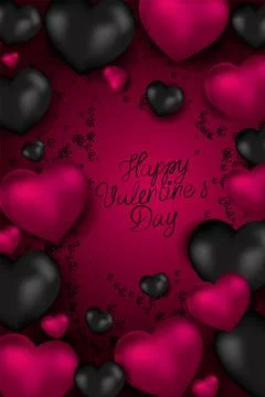 Vector. Romantic design for Valentine's Day. Realistic 3d purple gel balloons. Stock Illustration