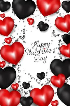 Vector. Romantic design for Valentine's Day.  Realistic 3d red gel balloons. Stock Illustration