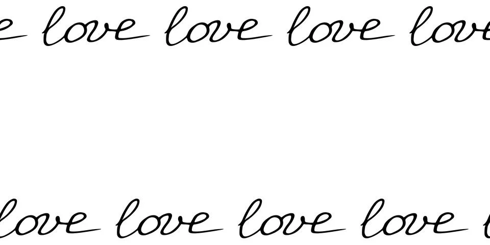 Vector Romantic frame frame of inscriptions - love. Horizontal top and bottom Stock Illustration