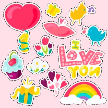 Vector Romantic Love Patch in doodle Illustrazione stock