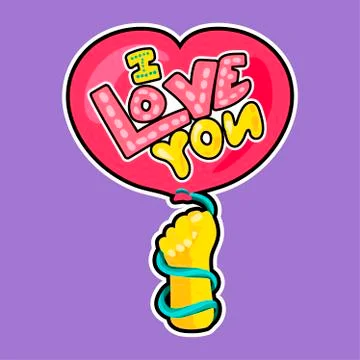 Vector Romantic Love Patch in doodle style 스톡 일러스트