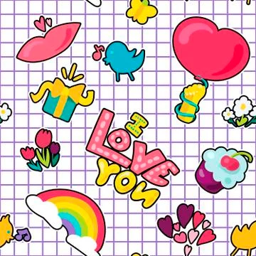 Vector Romantic Love Patch in doodle style 스톡 일러스트