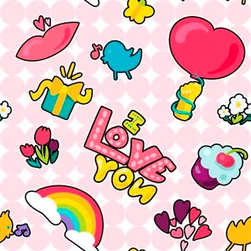 Vector Romantic Love Patch in doodle style Illustrazione stock