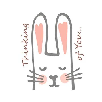 Vector Romantic sticker for Valentines Day. Cartoon rabbit in love, dreaming Stock Illustration