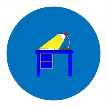 Vector room interior with table with books and lamp on it, shelf with books a Stock Illustration