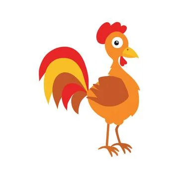 Vector rooster on a white background, colorful funny character. Cartoon Stock-Illustration