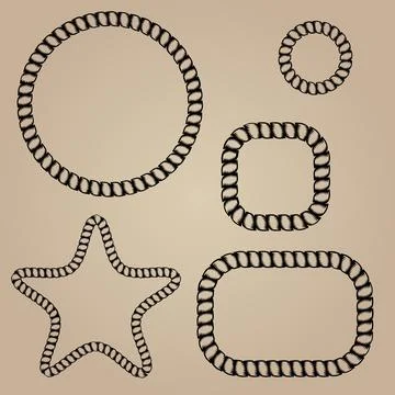 Vector rope in different shapes, marine or natical elements Stock Illustration
