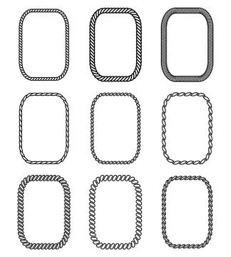 Vector rope set of rectangular frames. Collection of thick and thin borders イラスト素材