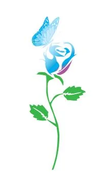 Vector rose and butterfly Stock Illustration