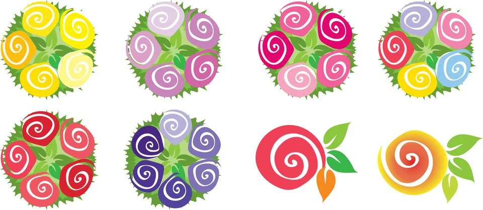 Vector rose Sticker set Stock Illustration