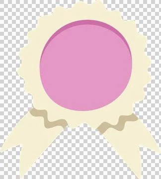 Vector rosette is showing scalloped edge, pastel pink disk, ribbon tails, Stock Illustration