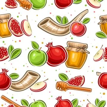 Vector Rosh Hashanah seamless pattern Stock Illustration