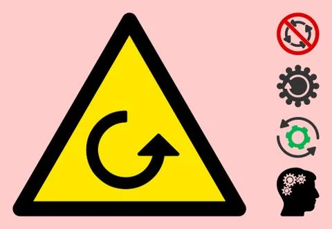 Vector Rotation Warning Triangle Sign Icon Stock Illustration