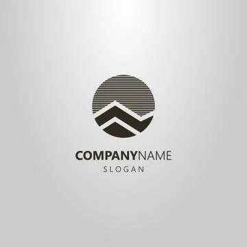 Vector round abstract mountain landscape logo Illustrazione stock