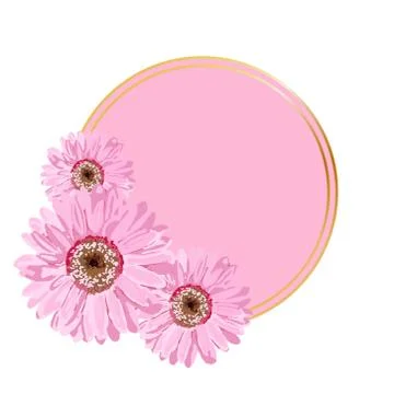 Vector round background for lettering. Pink pattern with flowers. Design for  Stock Illustration