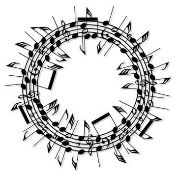 Vector round background of music notes Stock Illustration