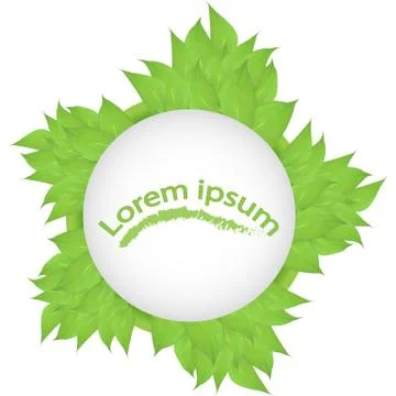 Vector. Round banner of branches with leaves. Green leaves in a circle. vecto Stock Illustration