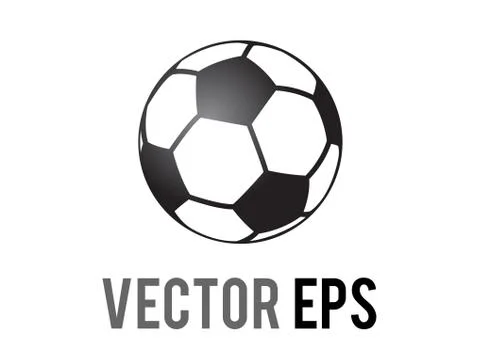 Vector round, black and white ball for soccer sport game icon Stock Illustration