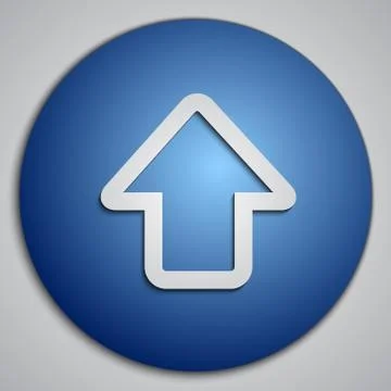 Vector round blue up arrow button made as paper cut image Stock Illustration