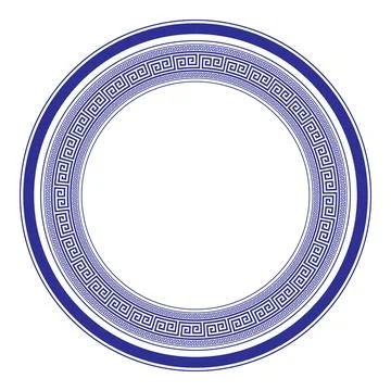 Vector round blue classic frame with Greek pattern. Greek meander. Patterns Stockillustratie