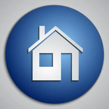 Vector round blue Home button with paper cut image Stock Illustration