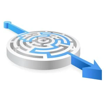 Vector Round Blue Solved 3D Maze Stock-Illustration