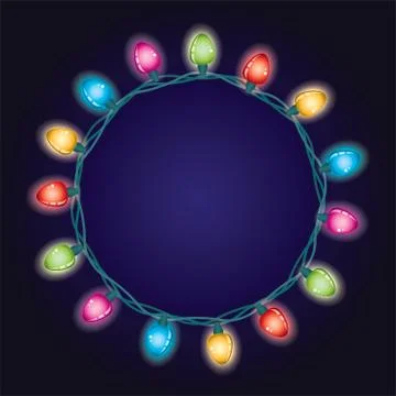 Vector round border background of christmas light lamps Stock Illustration