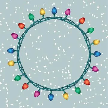 Vector round border of christmas light lamps Stock Illustration