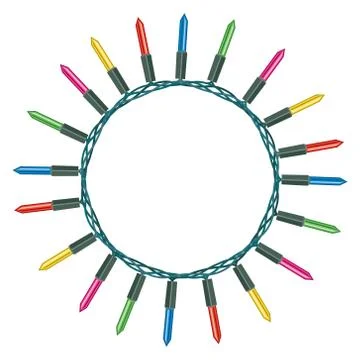 Vector round border of christmas light lamps Illustrazione stock