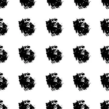 Vector Round Brush Seamless Pattern Grange Circle. Dot Spot Minimalist Geometric Stock Illustration