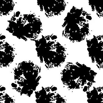 Vector Round Brush Seamless Pattern Grange Circle. Dot Spot Minimalist Geometric Stock Illustration