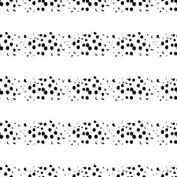 Vector Round Brush Seamless Pattern Grange Circle. Dot Spot Minimalist Geometric Stock Illustration