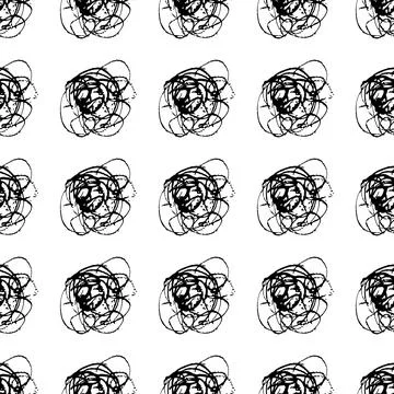 Vector Round Brush Seamless Pattern Grange Circle. Dot Spot Minimalist Geometric Stock Illustration