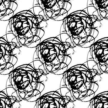 Vector Round Brush Seamless Pattern Grange Circle. Dot Spot Minimalist Geometric Stock Illustration