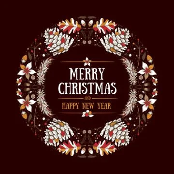 Vector round Christmas frame Stock Illustration