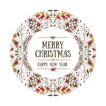 Vector round Christmas frame Stock Illustration