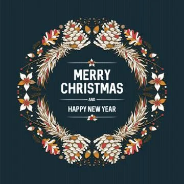 Vector round Christmas frame Illustrazione stock