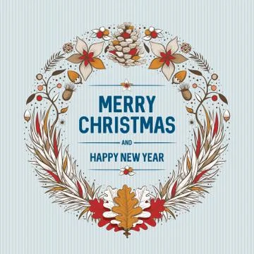 Vector round Christmas frame Stock Illustration